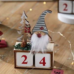 การตกแต่งเดสก์ท็อปคริสต์มาส-ปฏิทินไม้ย้อนยุคและย้อนยุคสำหรับรูปซานตาคลอส - Product Image 4