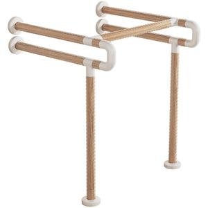 Barras de apoyo para lavabo de baño, diseño de grano de madera, 70 cm de ancho, soporte estable, seguridad para personas mayores, mango antideslizante - Product Image 3