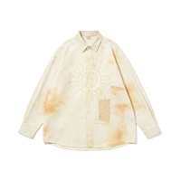 Chemise épaisse vintage délavée avec impression DTG Kornit, effet spray vieilli, streetwear, délavée soleil, tie-dye, patchwork, boutonnée