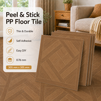 Carrelage de sol en bois PP brun sur mesure, 0,76 mm, autocollant adhésif, facile à poser