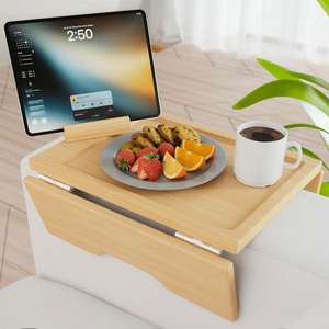 Plateau de table fonctionnel en bambou de qualité supérieure avec support de téléphone et de <span class=keywords><strong>tablette</strong></span> pour les petits espaces et la vie moderne - Product Image 3