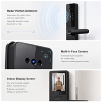 Serrure de porte intelligente Tuya avec poignée réglable et un seul trou de serrure, reconnaissance faciale 3D, alerte de faible consommation d'énergie, pour Airbnb