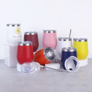 Eco Friendly 12oz Powder Coated Safe Durable Reusable Stainless Steel Double Wall Insulated Vacuum Egg Shape <b>Coffee</b> Mug Tumbler - Product Image 1