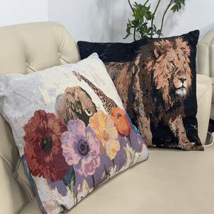 Tela <span class=keywords><strong>de</strong></span> tapicería <span class=keywords><strong>de</strong></span> Jacquard <span class=keywords><strong>de</strong></span> animales africanos | Tapiz <span class=keywords><strong>de</strong></span> jirafa, cebra, León, Búfalo, elefante para bolsa/almohada - Product Image 4