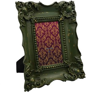Resin Square <strong>Picture</strong> <strong>Frame</strong> Baroque <strong>Frames</strong> Photo <strong>Picture</strong> 4x6 <strong>Shabby</strong> <strong>Chic</strong> Photo <strong>Frames</strong> in Moss Green - Product Image 1