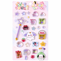 Autocollant liquide transparent à motif de dessin animé personnalisé, autocollants en gelée 3D scintillants pour journal, scrapbooking