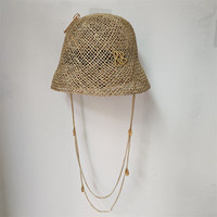 Sombreros de Sol Plegables de Moda al por Mayor, Unisex para Adultos, Hechos a Mano, Transpirables, Tipo Bucket, para Playa, de Paja Hueca, para Verano