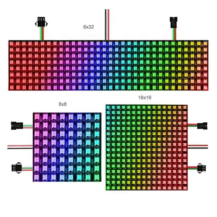 लचीला rgb पिक्सेल पैनल डिजी प्रोग्राम करने योग्य डिस्प्ले स्क्रीन dc5v ws2812 ws2812 b 8x8 8x32 16x16 नेतृत्व मैट्रिक्स