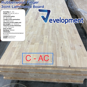 Panneau de contreplaqué en bois de caoutchouc à jointures à doigts, face C, avec colle F4 Star haute résistance pour meubles et applications intérieures - Product Image 3