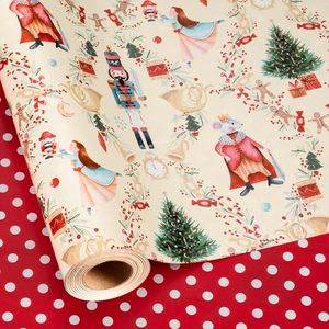 Papel de regalo navideño de 80g, 26 artículos nuevos en stock, diseño de Cascanueces y árbol de Navidad, impresión a doble cara con lunares. - Product Image 1