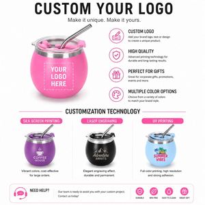 Custom Logo Gifts Party Double Wall Vacuum Stemless Wine Cup 5oz Stainless Steel Mini Egg Tumbler <b>With</b> <b>Straw</b> Lid - Product Image 4