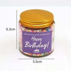 Vela de cera de soja en tarro de cristal con forma de taza de cumpleaños, con temática de dulces, para invitados, regalo creativo para festividades - Product Image 4
