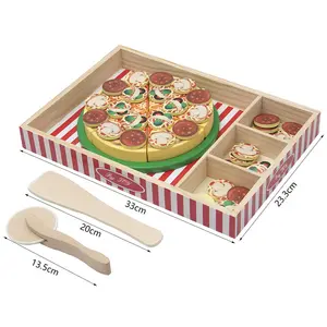 Hot bán gỗ emulational bánh pizza đồ chơi nhà bếp trẻ em nhà chơi đồ chơi Set