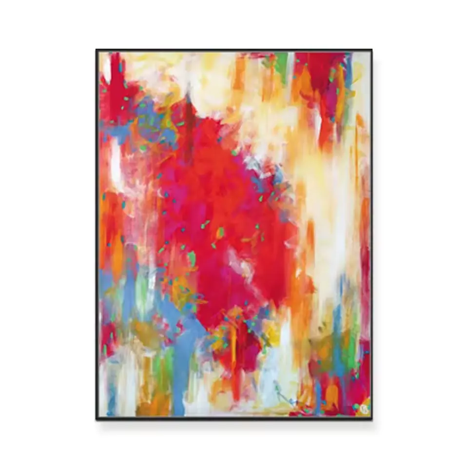 2024 gran oferta personalizada 100% puro pintado a mano dibujo decoración arte pared pintura al óleo abstracta con marco interior