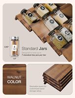 Organisateur d'épices en bois d'acacia, lot de 4 inserts de tiroir, support à assaisonnements en noyer pour rangement de cuisine et organisation des épices