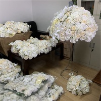 F-1741 Centre de table artificiel pour mariage, boule de fleurs blanches, chemin de table, mur de fleurs