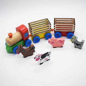 Juguete de Tren de Animales de Madera al por Mayor, Animales de Granja, Cerdo, Vaca, Caballo, Cabra, Vehículo de Transporte, Set Educativo de Coches de Inteligencia - Product Image 4