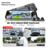 Caméra enregistreuse 4 objectifs 4K 360° avec ADAS, WiFi, vision nocturne, pour voiture, enregistreur de tableau de bord, boîte noire BSD