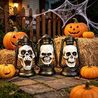 Lampe LED en plastique en forme de crâne, alimentée par piles, pour décorations d'Halloween, maisons hantées et salles d'évasion, accessoire de farce, mini lampe