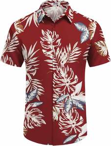 Men's <b>Half</b>-Sleeve Aloha <b>Shirt</b> Stand Tropical Floral Print <b>Button</b> Beach Top Customizable Summer Casual Hawaiian Resort Wear - Product Image 2