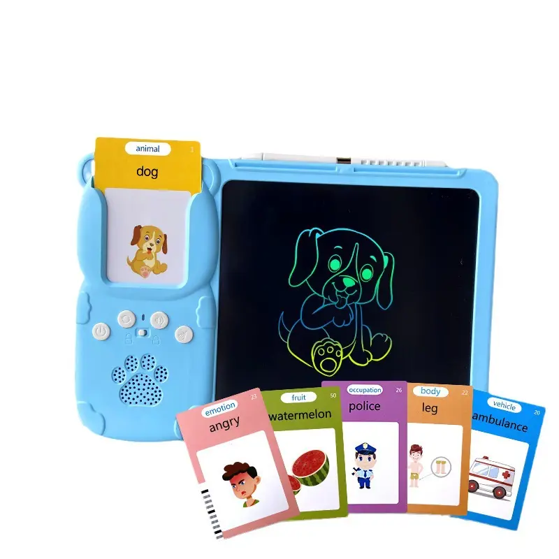 Máquina de aprendizaje de tarjetas Flash parlantes de 510 palabras, tableta de escritura LCD para niños, tableta LCD, tablero de dibujo para niños