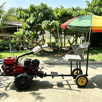 Remorque de motoculteur à 2 roues avec siège détachable et pédale, chariot de remorquage pour mini-motoculteur et cultivateur