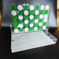 Jeu Connect 4 en acrylique Judaica recyclable et écologique avec tuiles blanches et vertes