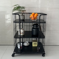 Chariot de rangement pour cuisine, support de rangement moderne en métal à 3 niveaux avec poignée et roues verrouillables