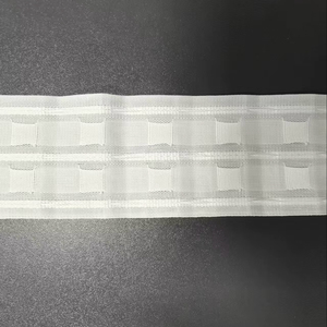 Ruban de plissage moderne et robuste pour rideaux, plissé crayon, en polyester, avec cordon de serrage, 2 rangées de poches à crochets, pour tringles à rideaux, blanc - Product Image 1