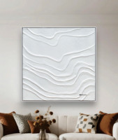 Peinture décorative 3D minimaliste blanche à effet ondulé, peinture écologique texturée, peintures murales personnalisées en usine