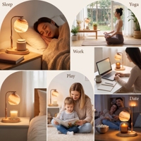 Lampe chauffe-cire en verre naturel avec bras métallique courbé réglable en hauteur, couleur or rose, pour un cadeau de luxe Wabi Sabi Mid Century