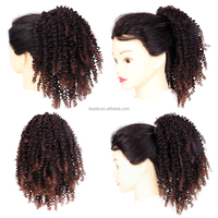 AliLeader Black Drawstring Kinky Curly Short Pony Tail Synthetic Afro Puff Hair Extensions Clip In Hair Chignon pour Afro-Américain