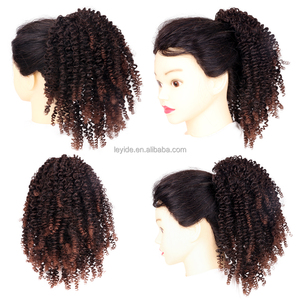 AliLeader Black Drawstring Kinky Curly Short Pony Tail Synthetic Afro Puff Hair Extensions Clip In Hair <span class=keywords><strong>Chignon</strong></span> pour Afro-Américain - Product Image 5