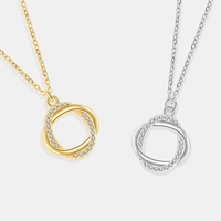Collier à double anneau serti de diamants, best-seller transfrontalier, minimaliste, géométrique, en tungstène plaqué or, chaîne de clavicule, luxe léger