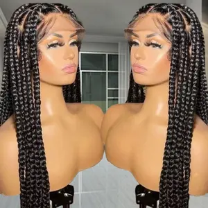 Hd Lace Frontal Wig Human Hair Raw Brazilian Human Hair Braided Lace Front Wigs For Black Women Glueless Full Hd Lace Wig Vendor