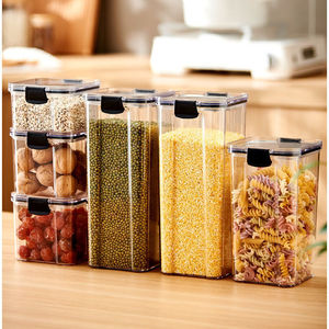 Conteneurs de stockage alimentaire rectangulaires avec couvercle à clipser, bocaux en plastique transparents hermétiques pour céréales, collations, produits secs, cuisine - Product Image 1