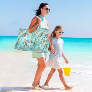 Bolso de playa reutilizable para mujer con asa de cuerda, diseños de tortuga, de tela de nailon, portátil, con cierre de cremallera, ideal para el verano. - Product Image 6