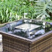 Ensemble de table de foyer tissé en rotin et osier avec table de foyer extérieur
