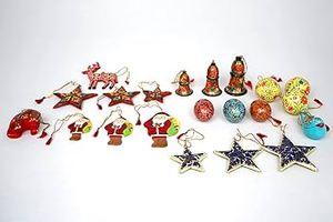 Hand Painted Resin Hanging <b>Ornament</b> <b>Red</b> Gold Floral Animal Pendant Christmas Tree Decor - Product Image 3