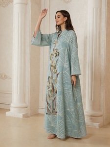 Abaya Eid para Mujer, Vestido Maxi hasta el Tobillo, Económico, Tul Bordado de Irak, Transpirable, Estampado, Tradicional Musulmán Islámico - Product Image 5
