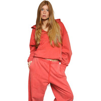 Ensemble de survêtement polaire pour femme KY, sweat à capuche oversize 400 g/m² 100 % coton et pantalon large