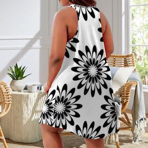 Phụ Nữ Của Màu Đen Trắng Hoa In Phụ Nữ Ăn Mặc Ăn Mặc Retro <span class=keywords><strong>Mod</strong></span> Phong Cách Mùa Hè Hàng Đầu - Product Image 3