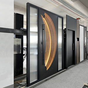 מותאם אישית חסינת אש אלומיניום חזית דלתות חיצוניות עבור וילה כניסה לדירה כניסה חיצונית לשימוש אבטחה נגד גניבה - Product Image 4