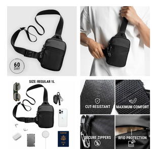 Bolsa de Ombro Pequena Masculina Nova Antifurto em Nylon com Fivela Antifurto de Liga - Product Image 4