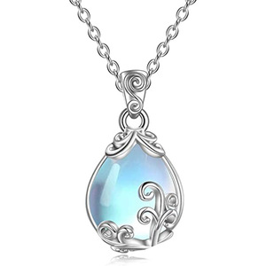 Collana con Pendente a Goccia d'Acqua Blu in Argento 925 con Perla Barocca Incastonata, Catena Romantica da Donna per Uso Quotidiano - Product Image 1