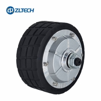 ZLTECH 4.5 pouces 24V-48V 200W 150kg charge Double arbre BLDC pneu en caoutchouc plat sans engrenage dans le moteur de moyeu de roue avec encodeur pour Robot AMR