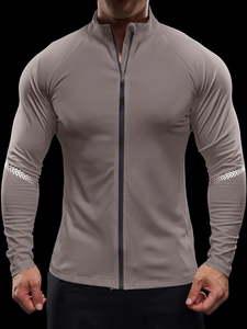 dropshipping Ultra-Breathable Quick Dry <b>Men's</b> Mid Stretch Long Sleeve <b>Jacket</b>, <b>Lightweight</b> Design Sportswear Tops <b>For</b> Spring - Product Image 3