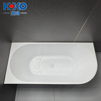 Baignoire autoportante en acrylique cannelée verticale HOKO, coin gauche et droit, avec trop-plein pour salle de bain intérieure, villa, hôtel
