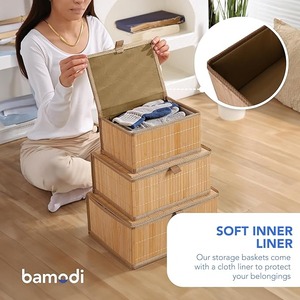 硅橡胶复古风格储物盒盖嵌套矩形有盖盒组织可堆叠篮子布袋 - Product Image 6