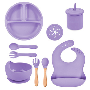 Set <span class=keywords><strong>de</strong></span> Regalo para Bebés en Oferta, Plato y Tazón con Succión para Niños Pequeños, Vaso, Babero, Cuchara, Set <span class=keywords><strong>de</strong></span> Alimentación <span class=keywords><strong>de</strong></span> Silicona para Bebés - Product Image 5